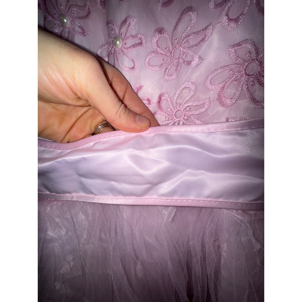 Joykids USA Pink Floral Embroidered Tulle Formal Dress Gown Size 12 Flower Girl - Picture 3 of 6